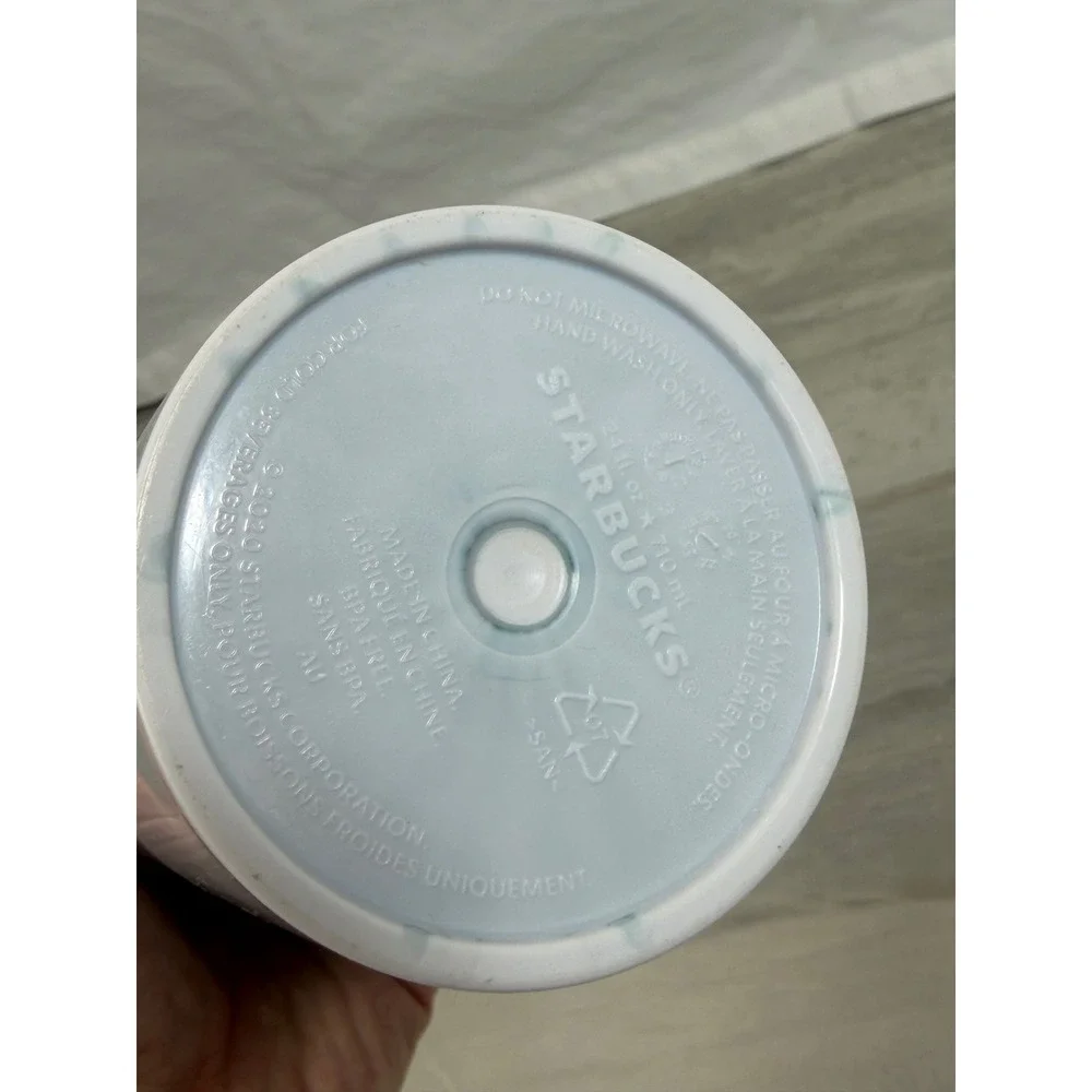 Starbucks 2020 Iridescent Wavy Agate Teal Black White 24oz Venti Cold Tumbler